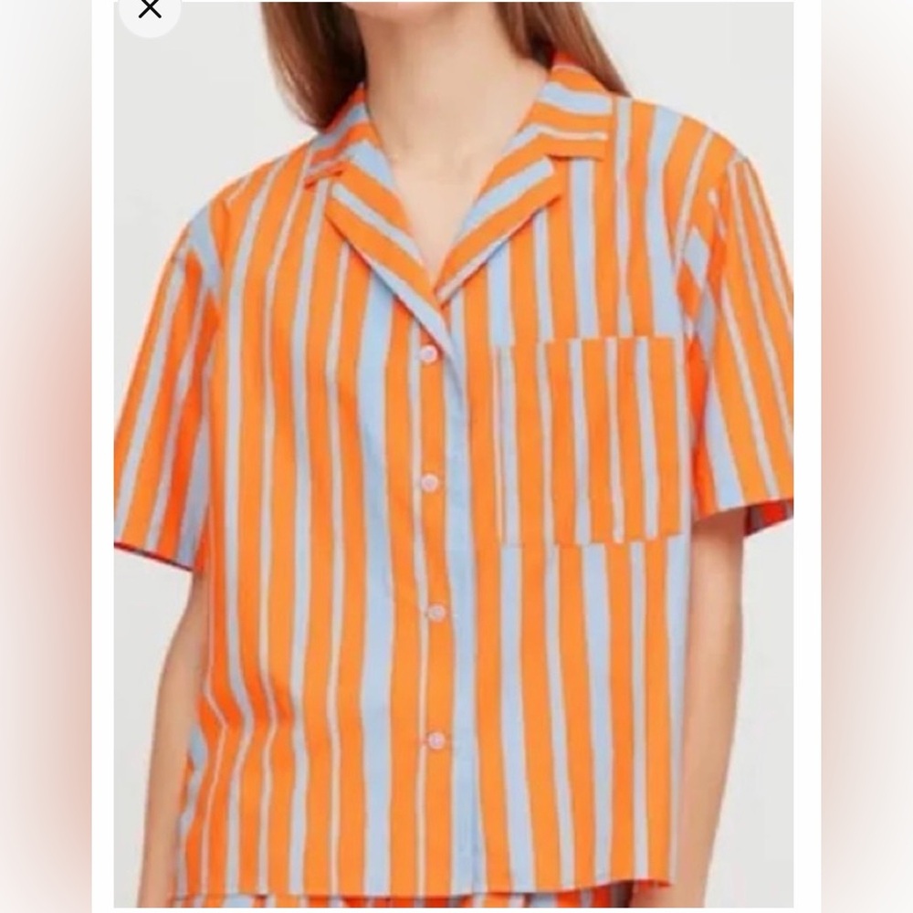 Marimekko x Uniqlo striped cotton poplin open-collar shirt